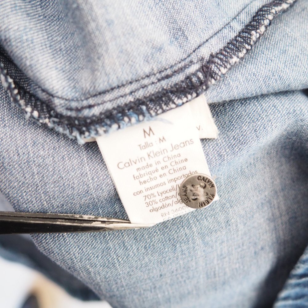 Calvin Klein Jeans Long Sleeve Chambray Dress - Picture 6 of 7